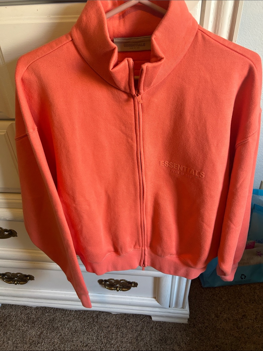Essentials Coral-Orange Full Zip Track Jacket